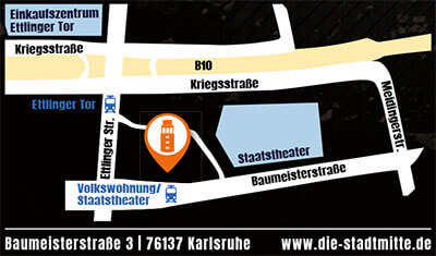 Eventlocation Karlsruhe - die Stadtmitte-Karte